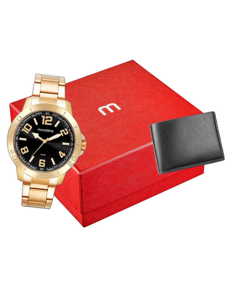 relógio mondaine 99696gpmvde2kb analógico dourado
