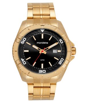 relógio mondaine 32635gpmvde1kf analógico-calendário dourado