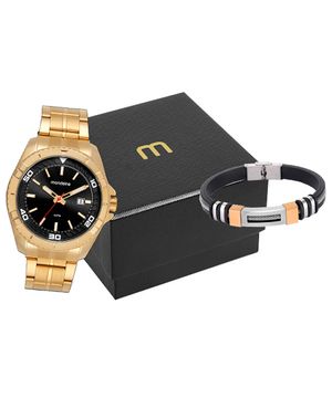 relógio mondaine 32635gpmvde1kf analógico-calendário dourado