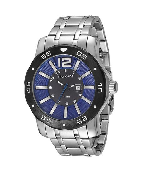 relógio mondaine 94851g0mvna2 analógico-calendário prateado