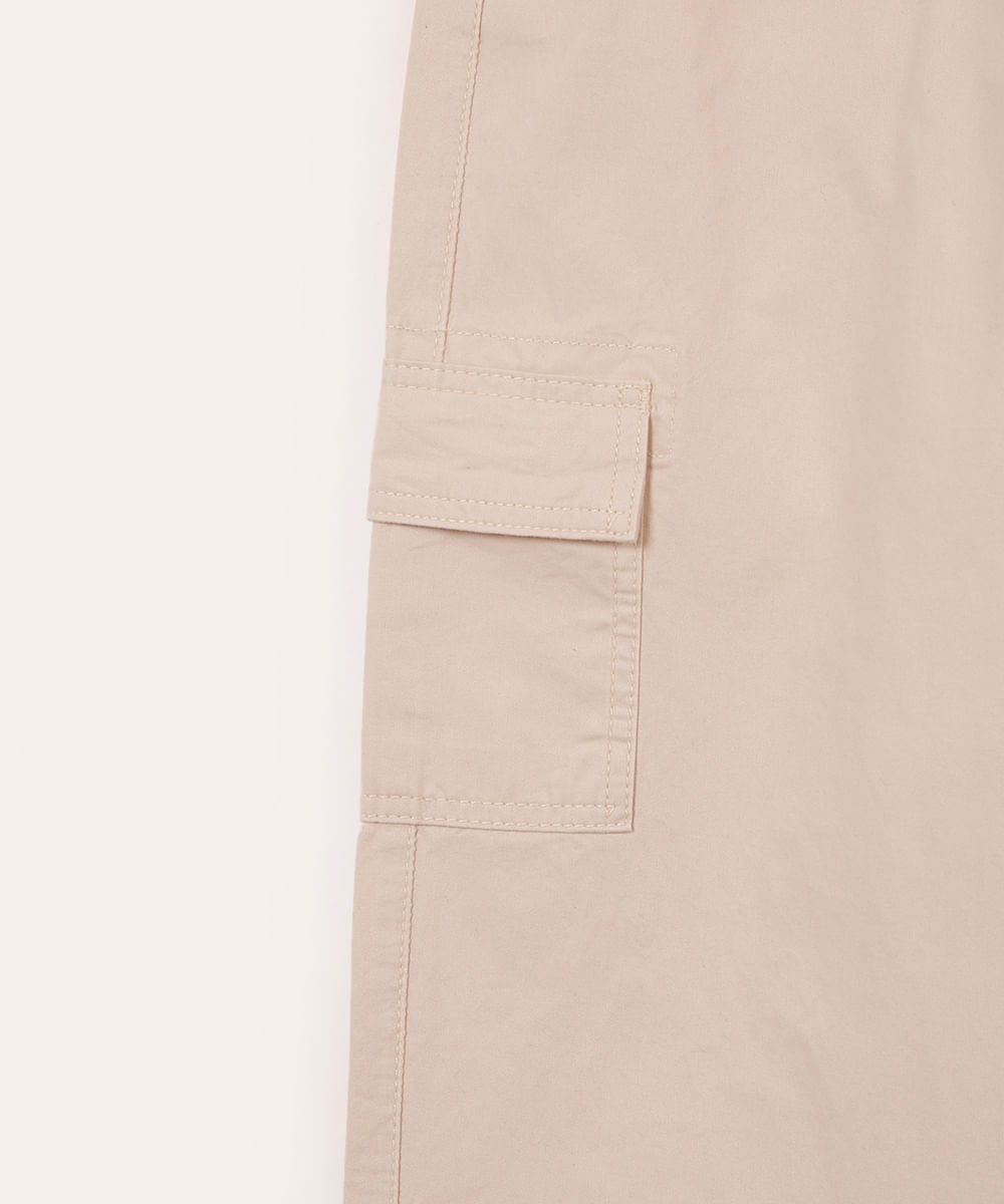 calça wide leg cargo de sarja juvenil  kaki