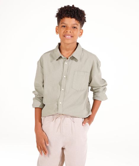 camisa com linho juvenil verde