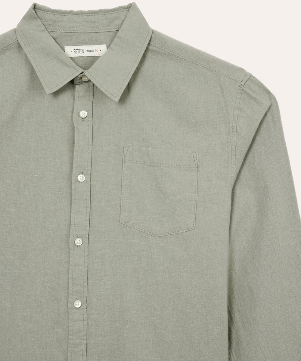 camisa com linho juvenil verde