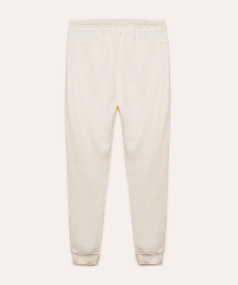 calça jogger de moletom juvenil com recorte bege