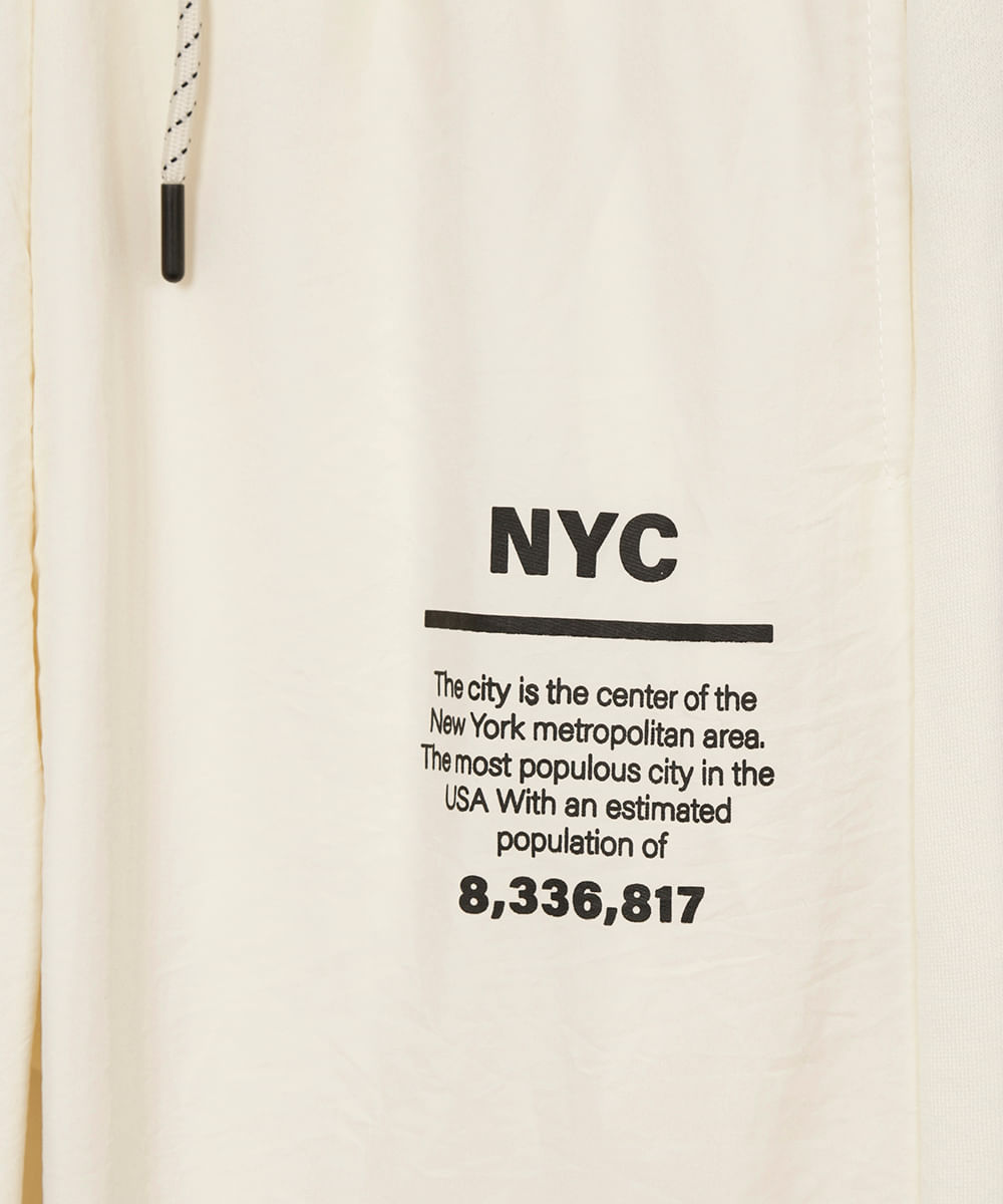 calça jogger de moletom juvenil com recorte bege