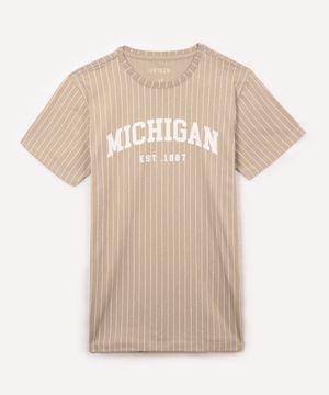 camiseta de algodão juvenil michigan bege