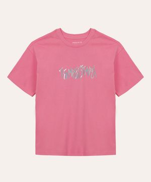 camiseta de algodão juvenil tempestade o poder é nosso rosa