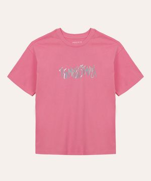 camiseta de algodão juvenil tempestade o poder é nosso rosa