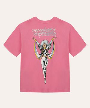 camiseta de algodão juvenil tempestade o poder é nosso rosa