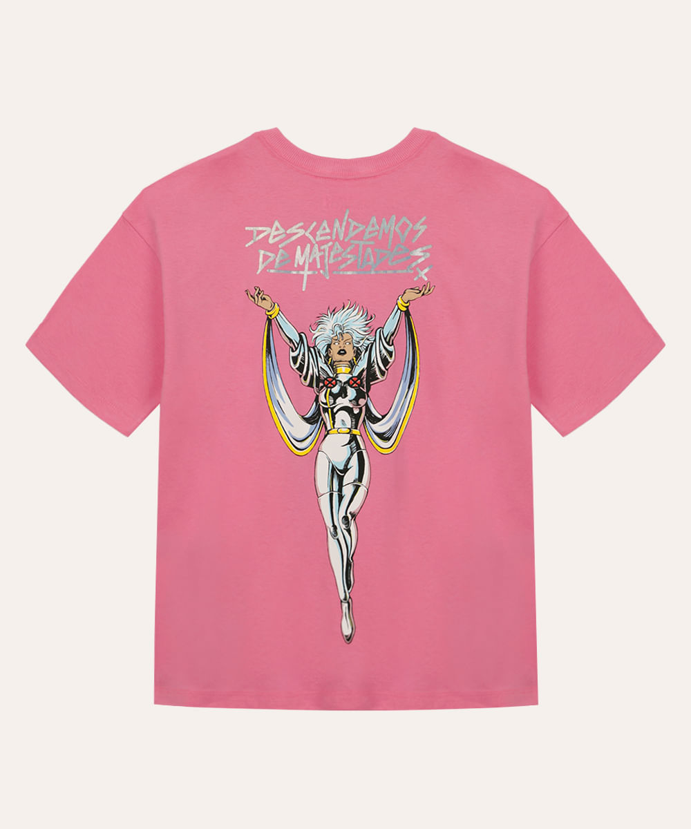 camiseta de algodão juvenil tempestade o poder é nosso rosa