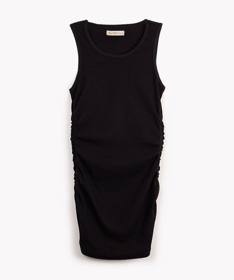 vestido de algodão juvenil com franzido preto