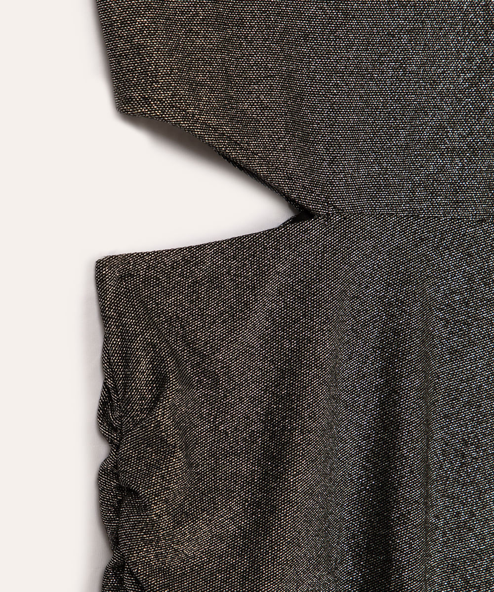 vestido juvenil ombro único com brilho preto