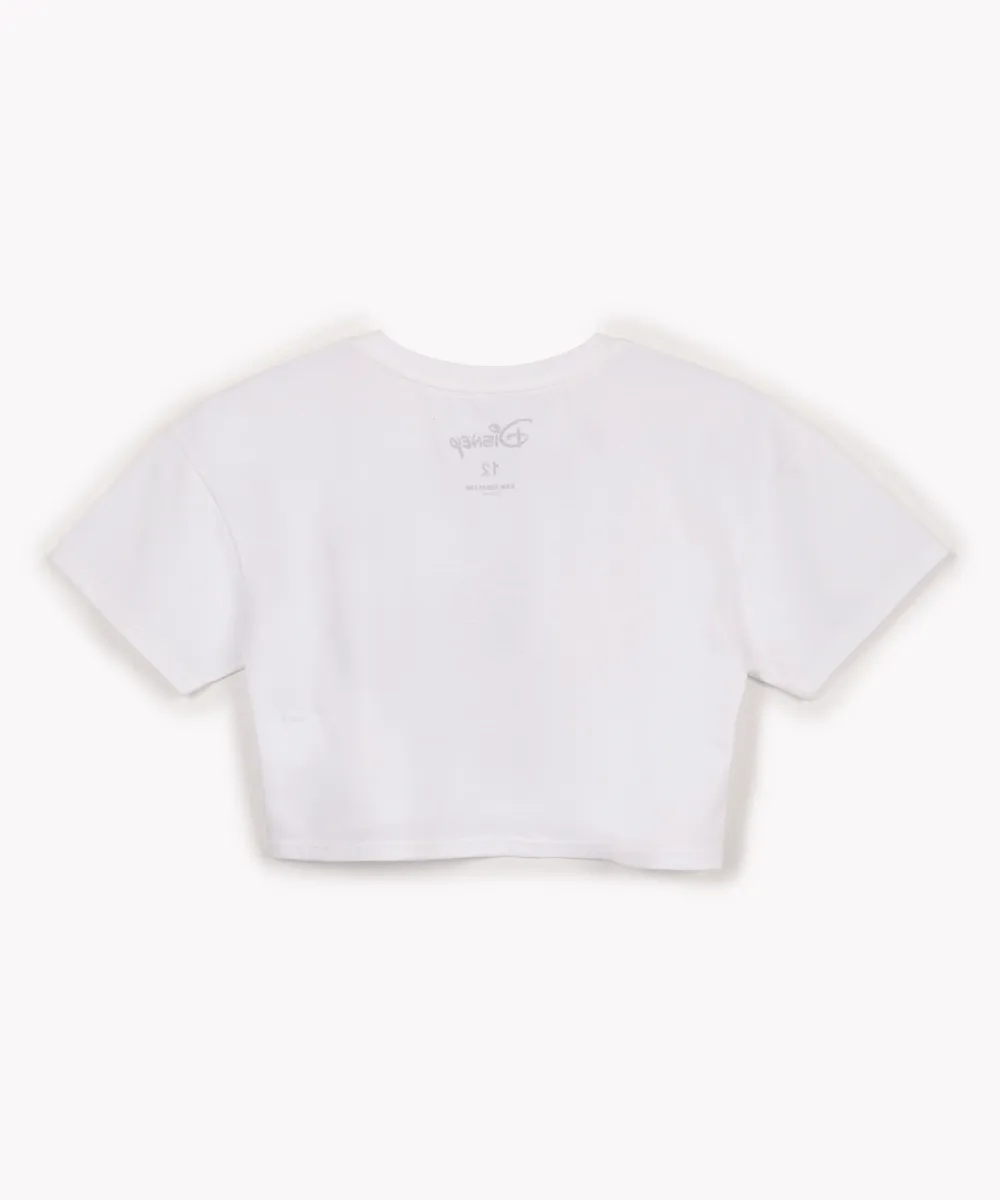 cropped de algodão juvenil Stitch manga curta off white