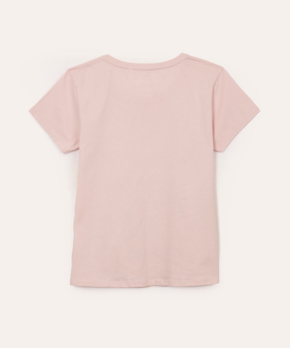 blusa juvenil manga curta stitch rosa