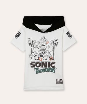 camiseta de algodão infantil com capuz sonic off white