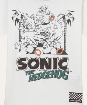 camiseta de algodão infantil com capuz sonic off white