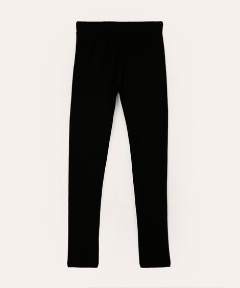 calça legging de algodão juvenil cintura alta preta