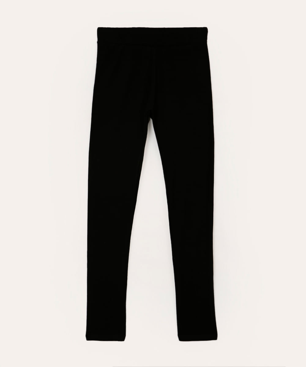 calça legging de algodão juvenil cintura alta preta