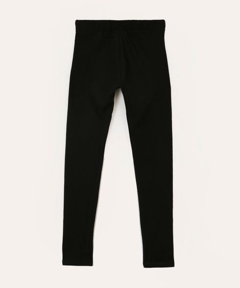 calça legging de algodão juvenil cintura alta preta