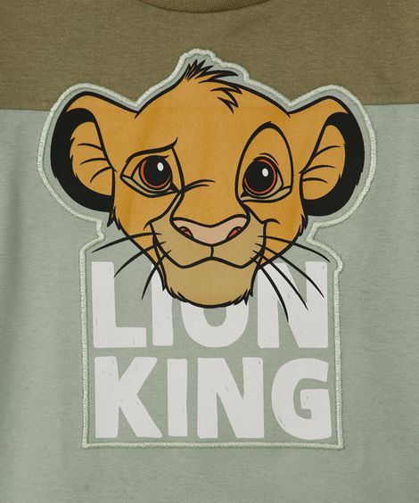 camiseta infantil de algodão simba com recorte manga curta verde