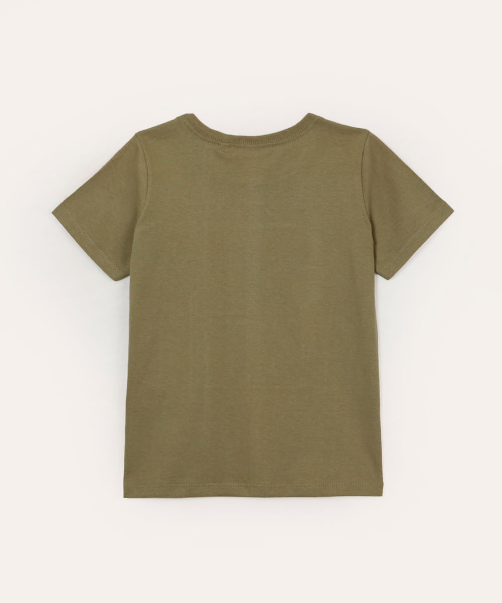 camiseta infantil de algodão simba com recorte manga curta verde