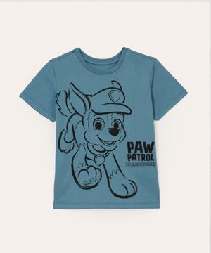 camiseta de algodão infantil patrulha canina azul