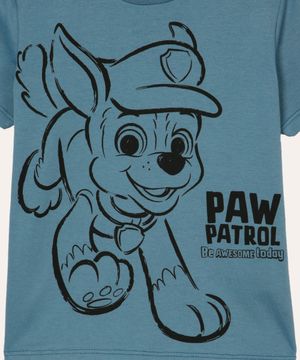 camiseta de algodão infantil patrulha canina azul