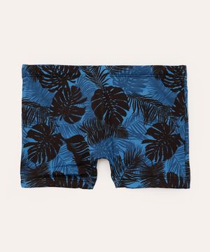 sunga boxer infantil folhagem proteção uv azul