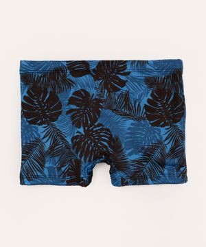 sunga boxer infantil folhagem proteção uv azul