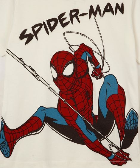 camiseta de algodão infantil com máscara homem aranha off white