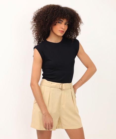 blusa de viscose muscle tee com botões preta