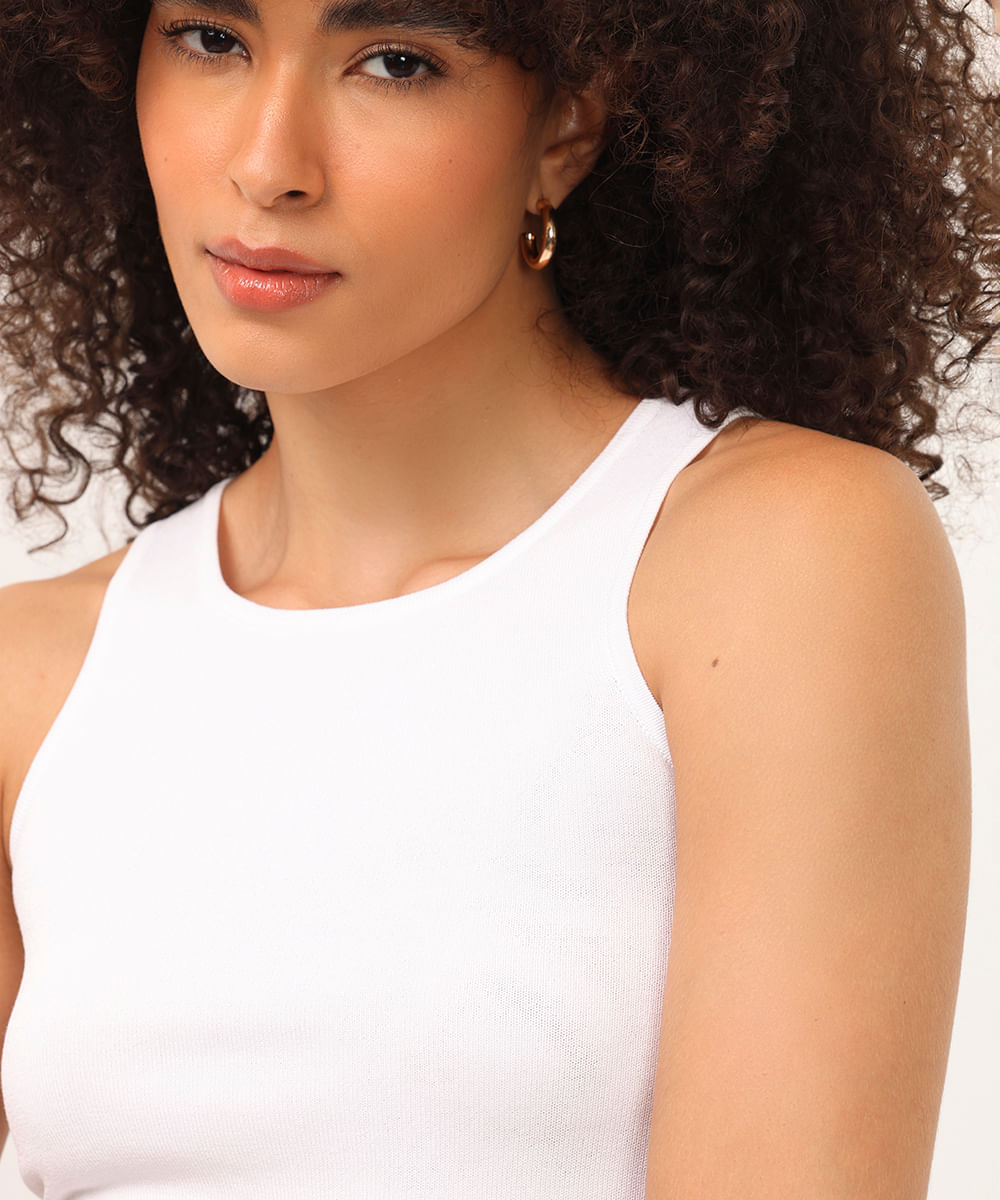 cropped de tricot halterneck off white