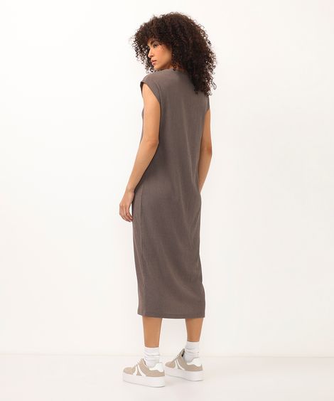 vestido midi muscle tee texturizado cinza
