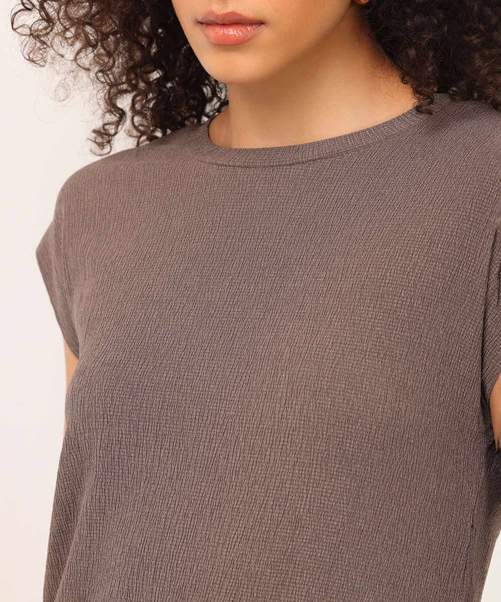 vestido midi muscle tee texturizado cinza