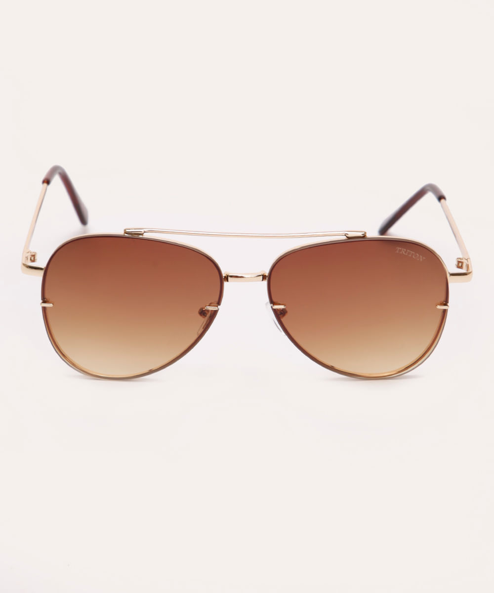 óculos de sol aviador triton dourado