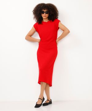 vestido midi muscle tee texturizado vermelho