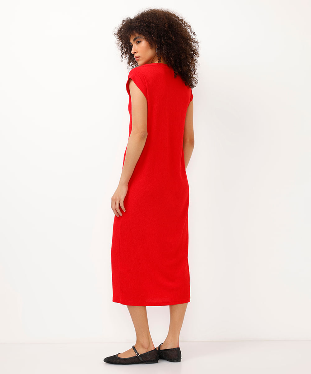 vestido midi muscle tee texturizado vermelho