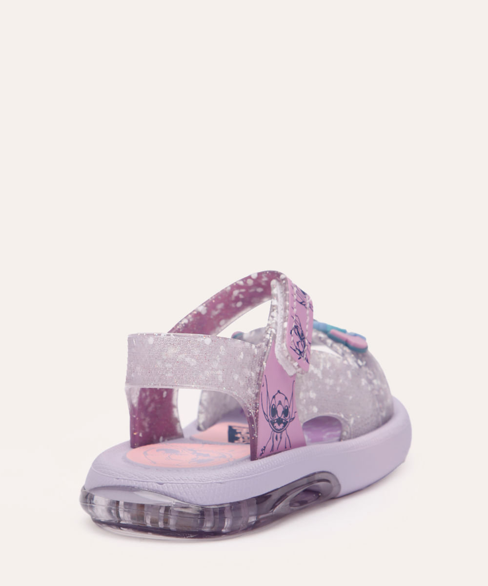 sandália infantil grendene com led stitch lilás