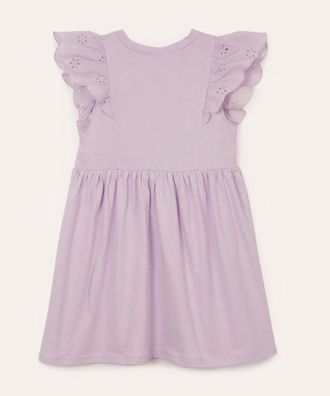 vestido midi infantil babado floral lilás
