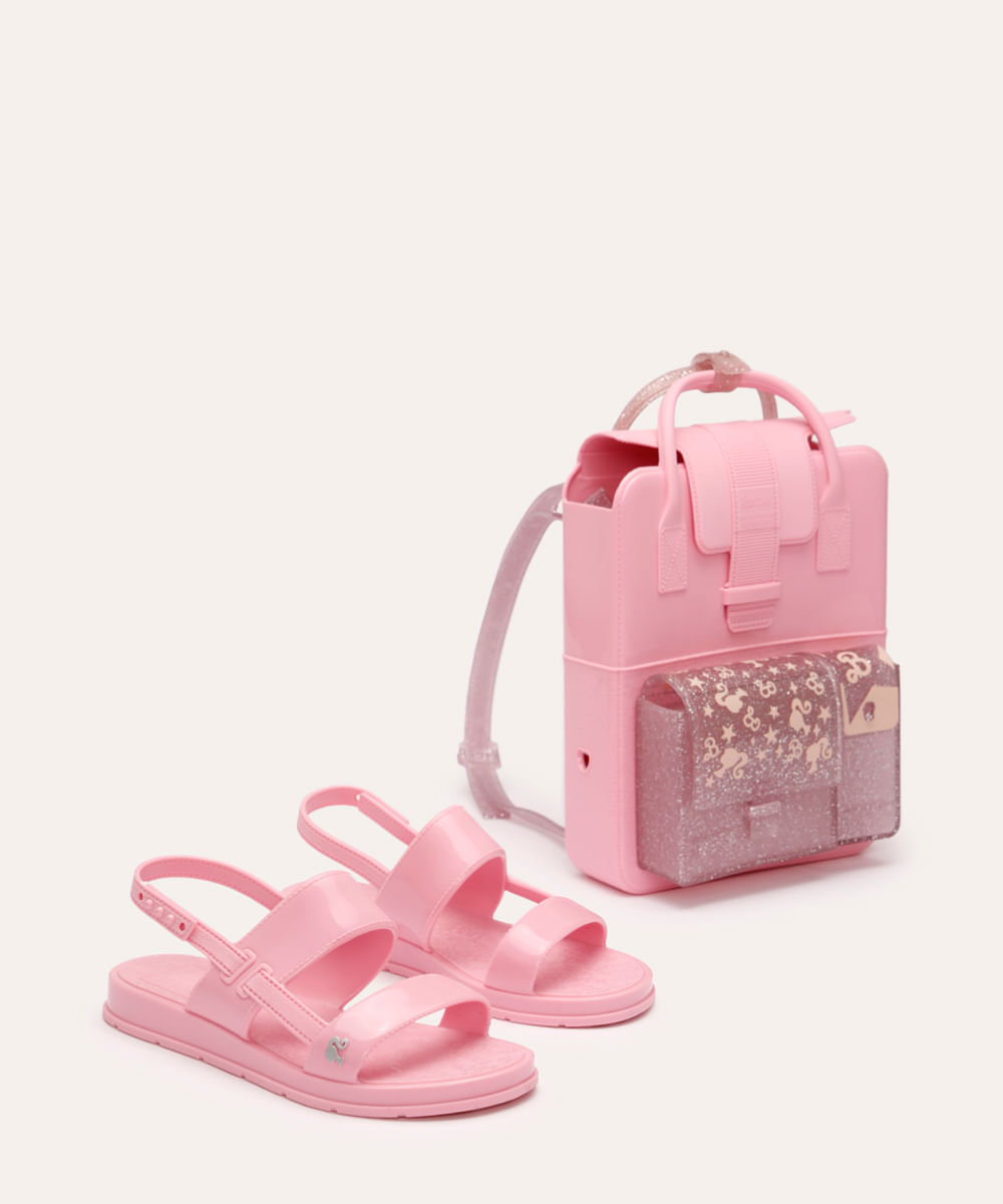 sandália grendene infantil com brinde barbie rosa