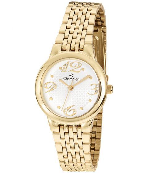 relógio champion  ch24919w analógico dourado
