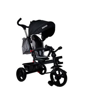 Triciclo Infantil Com Empurrador Waygo Cinza Replay Kids