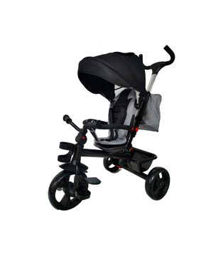 Triciclo Infantil Com Empurrador Waygo Cinza Replay Kids