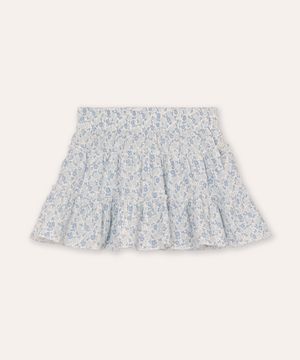 short saia infantil plissada floral colorido