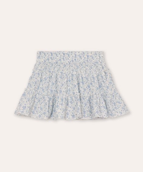 short saia infantil plissada floral colorido