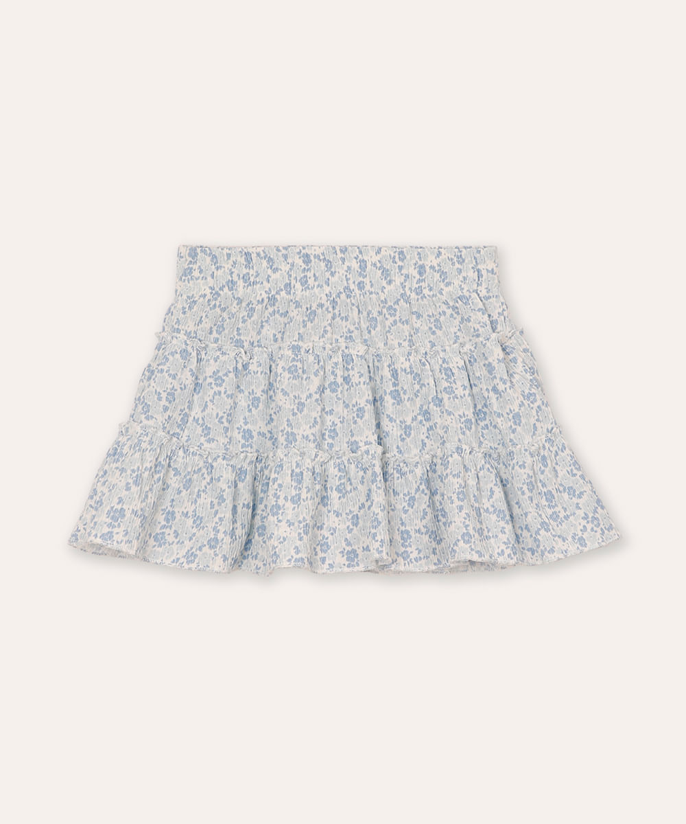 short saia infantil plissada floral colorido