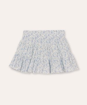 short saia infantil plissada floral colorido