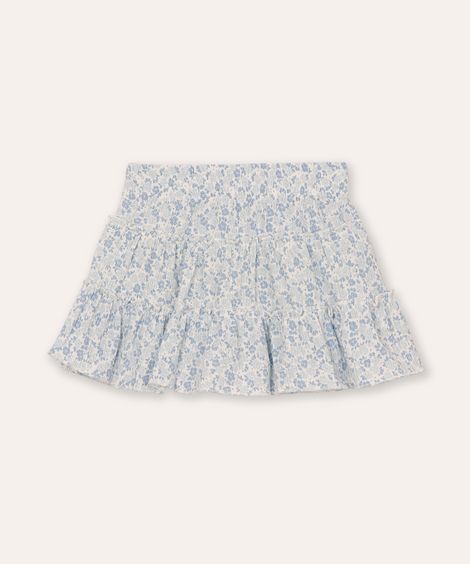 short saia infantil plissada floral colorido