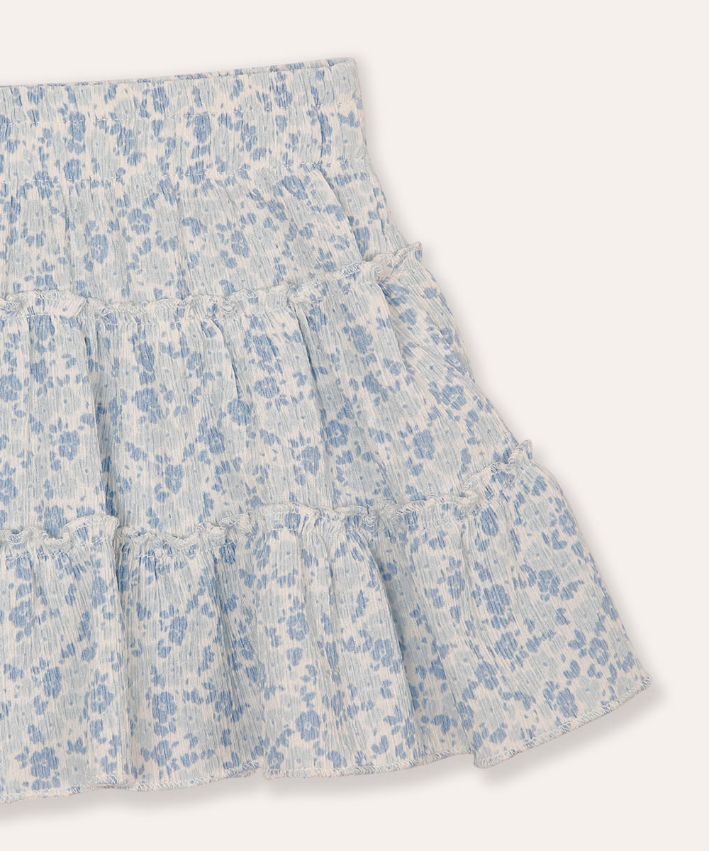short saia infantil plissada floral colorido