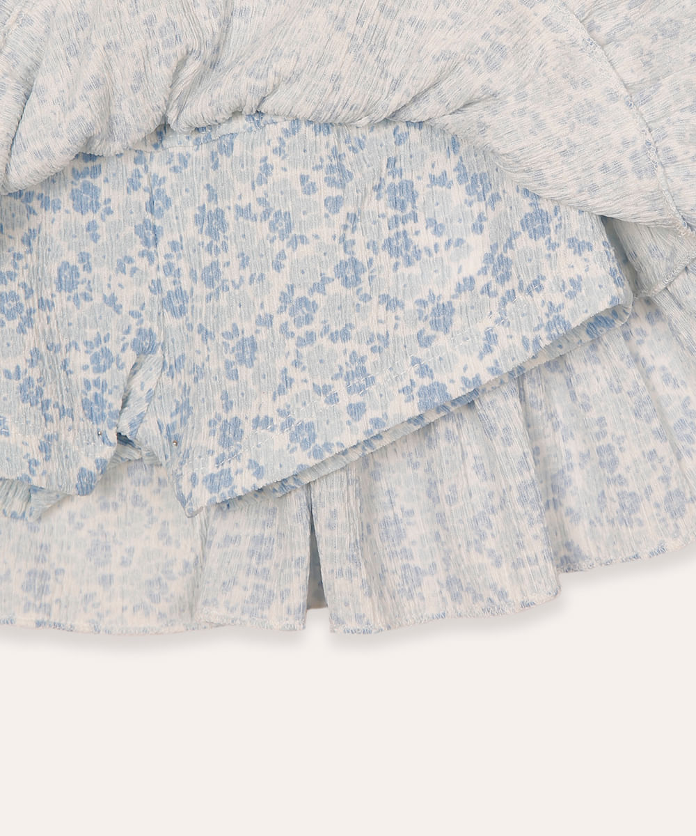 short saia infantil plissada floral colorido
